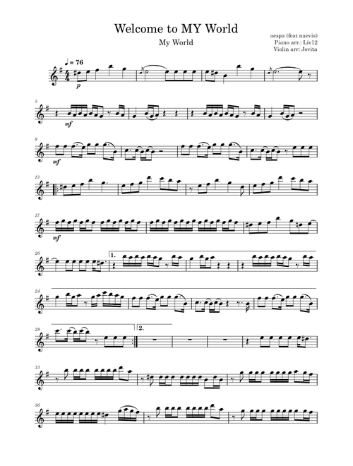 Welcome To MY World (aespa) violin