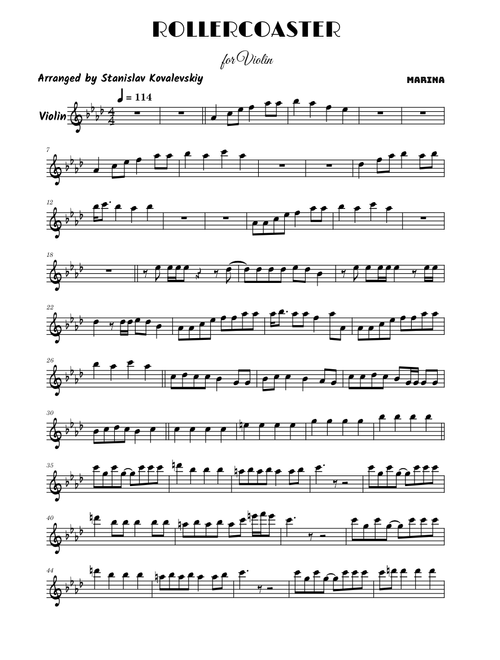 ROLLERCOASTER – MARINA (Violin Cover by Stanislav Kovalevskiy)