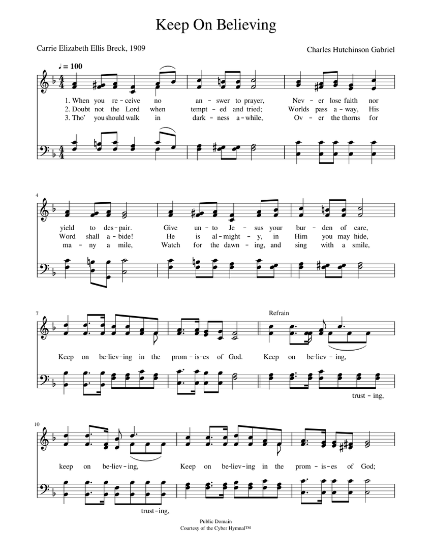 Keep on believing Charles H. Gabriel Sheet music for Piano (Piano Duo