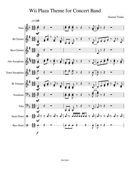 Wii Plaza Theme for Concert Band