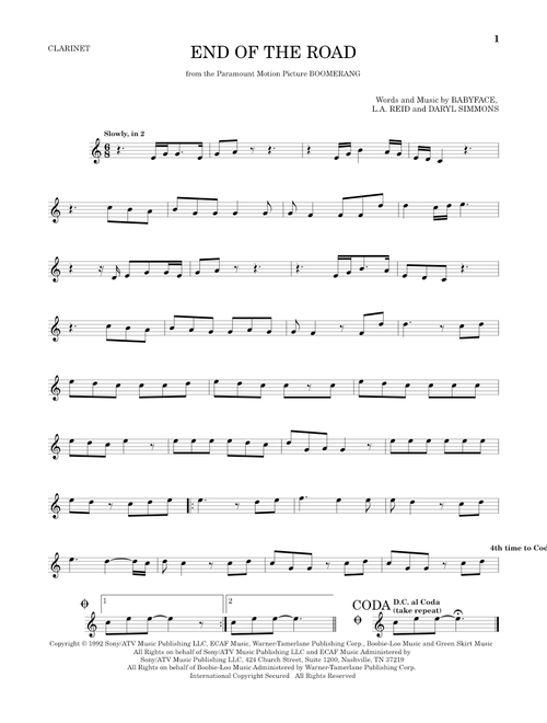 End Of The Road - Boyz II Men (Clarinet Solo)