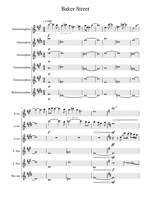 Baker Street for Sax Quintet/Sextet