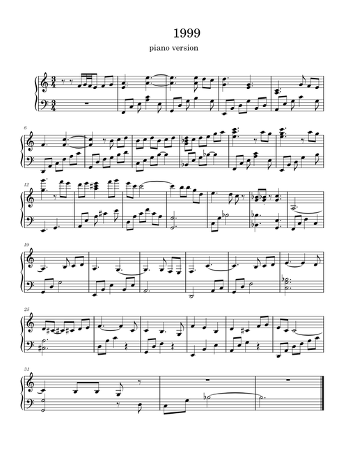 Dạo bước Hong Kong 1999 piano sheet (漫步香港1999 – 布鲁昔)