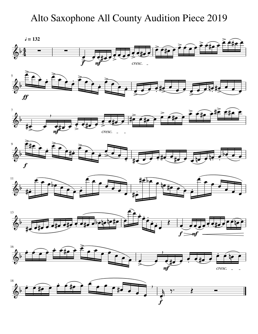Alto Saxophone All County Audition Piece 2019 Sheet music for Saxophone