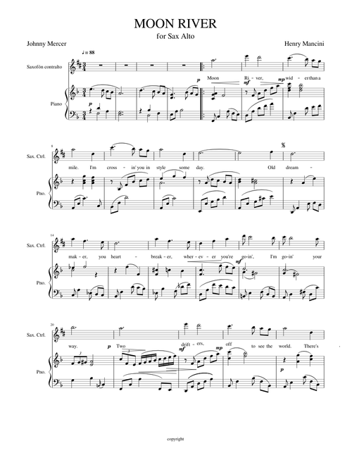 MOON RIVER SaxA Piano