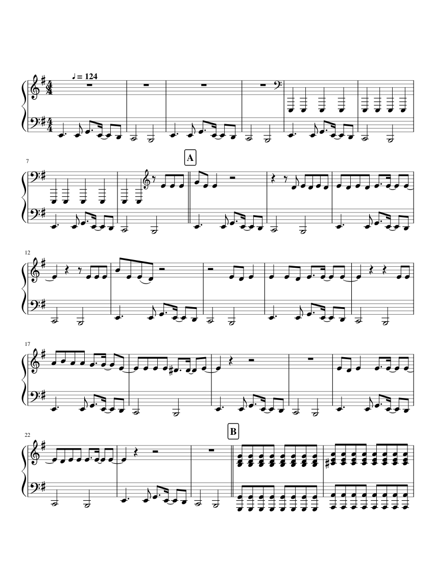 Seven Nation Army Piano Sheet music for Piano (Solo)