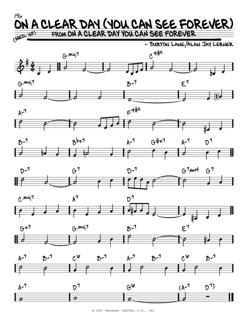 On A Clear Day (You Can See Forever) - Burton Lane (Real Book - Melody-Chords)