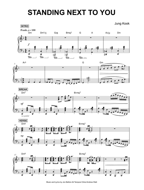 Standing Next to You - Jung Kook (Piano)