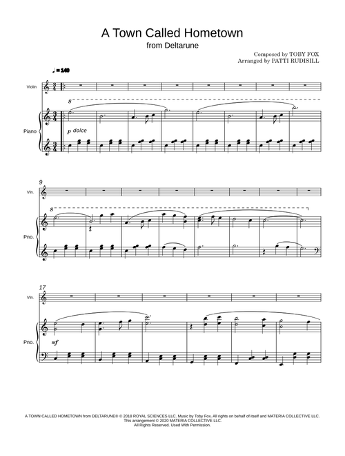 A Town Called Hometown (from DELTARUNE) (for Solo Violin with Piano Accompaniment)