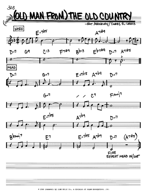 (Old Man From) The Old Country - Nat Adderley (Real Book - Melody-Chords)