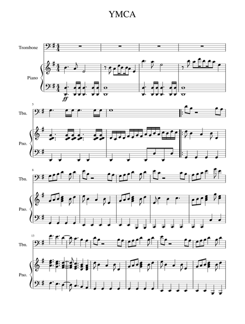 YMCA for Trombone and Piano