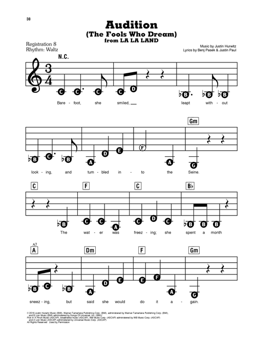 Audition (The Fools Who Dream) (from La La Land) - Emma Stone (E-Z Play Today)