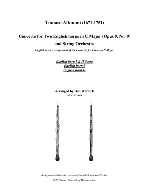 Concerto for Two English horns in C Major, Op. 9 No. 9 (Arr. Don Werdick (1946 - )) - Tomaso Albinoni (1671-1751) (Instrumental Duet)
