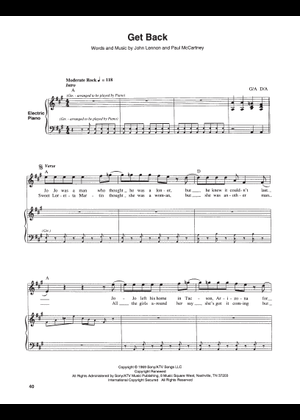 Play Official version of Get back Sheet Music by The Beatles for