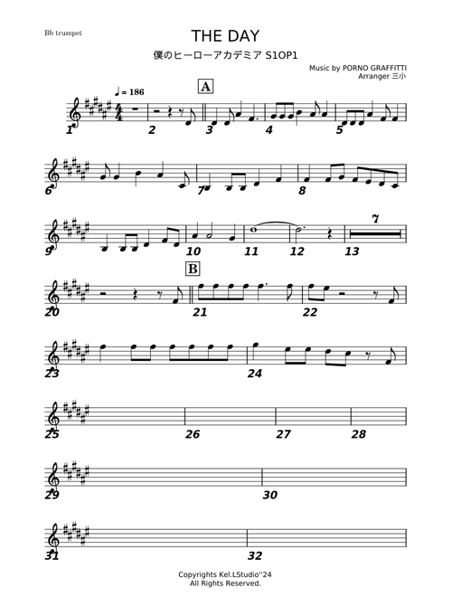 My hero academia OP 1 【TheDay / ポルノグラフィティ】Trumpet Solo Preview