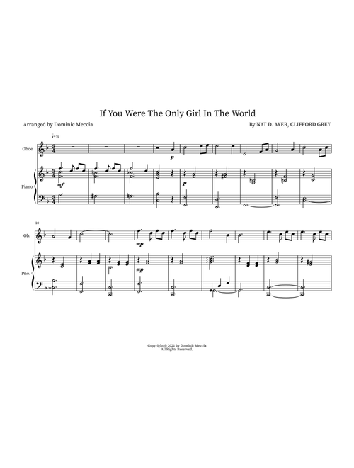 If You Were The Only Girl In The World (Arr. Dominic Meccia) - Clifford Grey (Instrumental Duet)