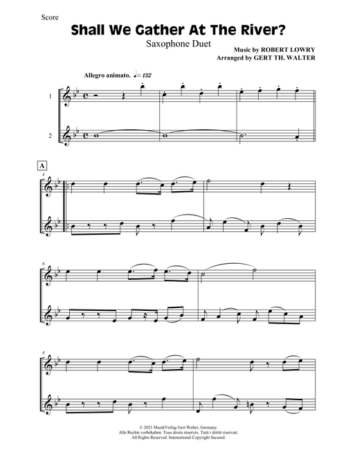 Shall We Gather At The River (Arr. Gert Th. Walter) - Robert Lowry (Alto Saxophone Duet)