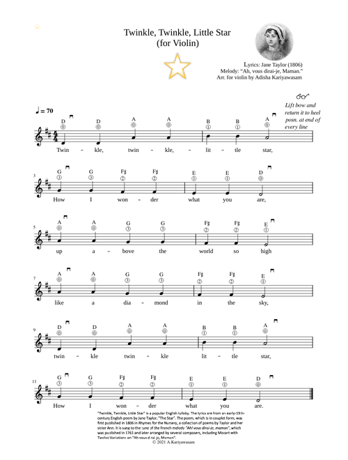 Twinkle, twinkle, little star for Violin