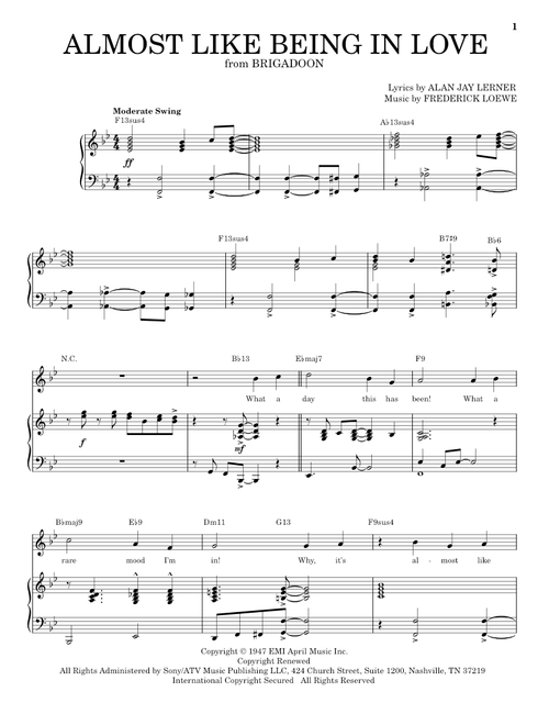 Almost Like Being In Love [Jazz version] (arr. Brent Edstrom) - Lerner & Loewe, Alan Jay Lerner, Frederick Loewe (Piano Vocal)