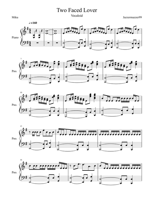 Two Faced Lover Piano Adaptation [Hatsune Miku version]