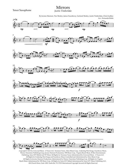 Mirrors (Arr. Fernando Britto) - Justin Timberlake (Tenor Sax Solo)