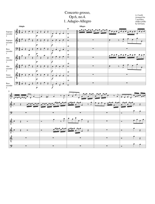 Concerto grosso, Op.6, no.4 (arrangement for 7 recorders) (Arr. Gil Garty) - Arcangelo Corelli (Recorder Ensemble)
