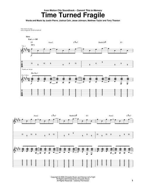 Time Turned Fragile - Motion City Soundtrack (Guitar Tab)
