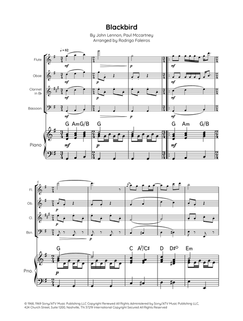 Blackbird (Arr. Rodrigo Faleiros) - The Beatles (Small Ensemble)