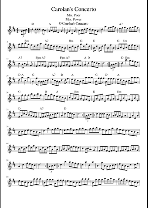 Carolan's Draught - Turlough O'Carolan Sheet Music for Harp (Solo