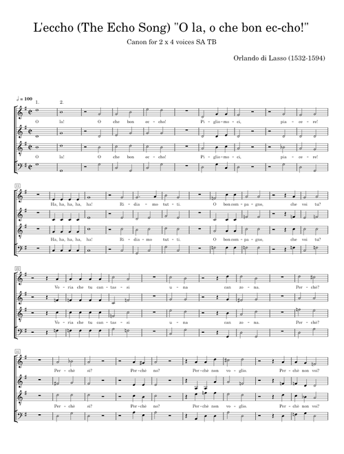 O la, o che bon ec-cho! - Orlando di Lasso