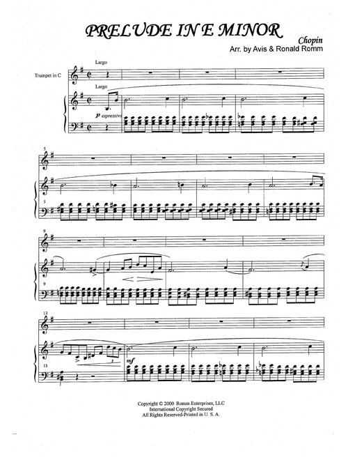 Prelude in E Minor (Arr. Ronald and Avis Romm) - Chopin (Trumpet and Piano)