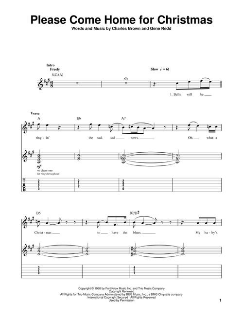 Please Come Home For Christmas - Charles Brown (Guitar Tab Play-Along)