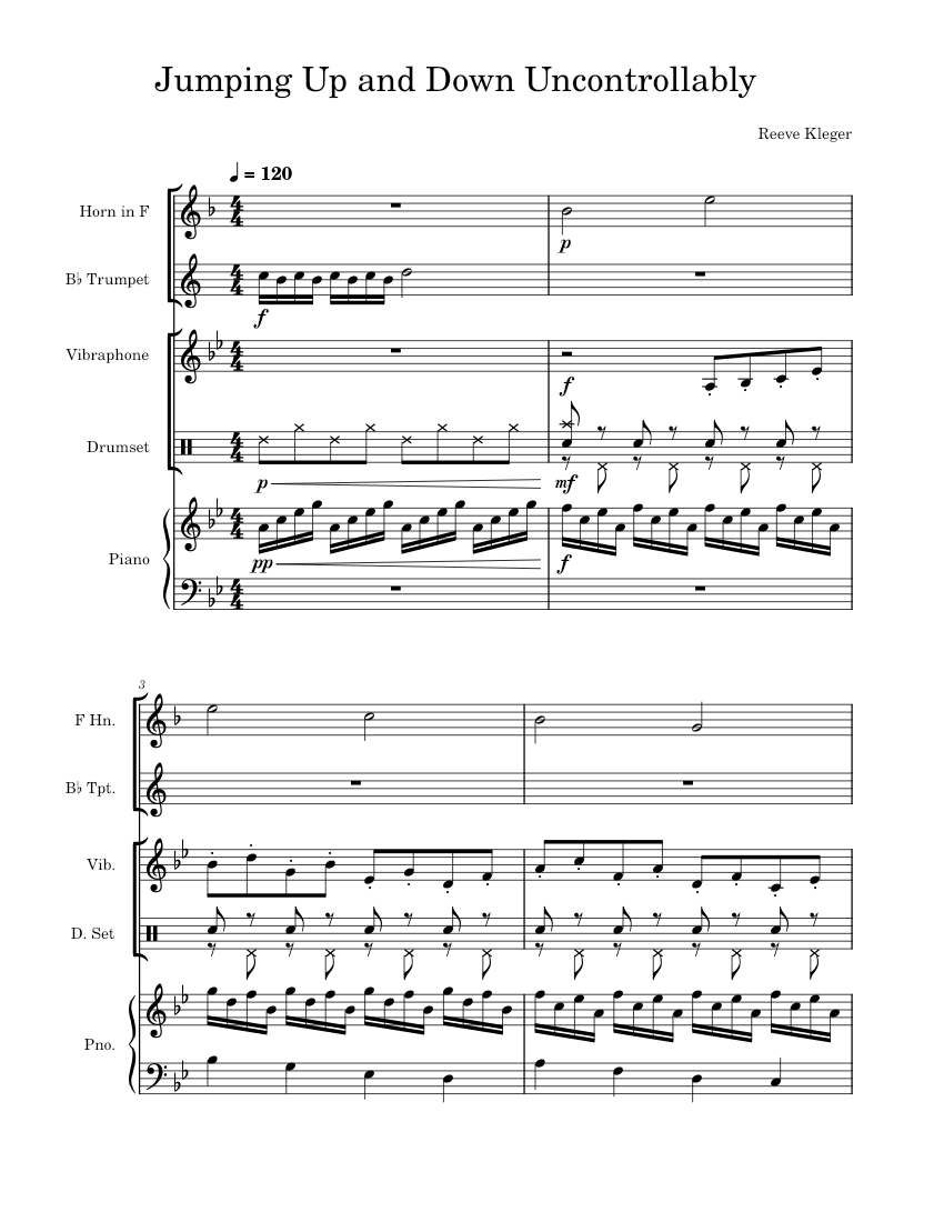 Jumping Up and Down Uncontrollably Sheet music for Piano, Trumpet in b