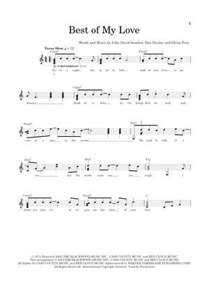 Play Official version of Best of my love Sheet Music by Eagles for