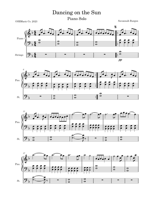 Dancing on the Sun - piano solo