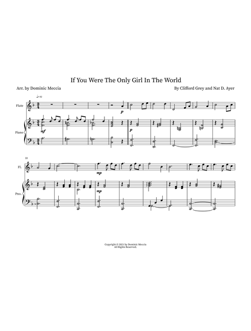If You Were The Only Girl In The World (Arr. Dominic Meccia) - Clifford Grey, Nat D. Ayer (Flute and Piano)