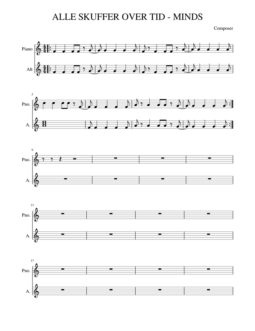 ALLE OVER TID - MINDS bedre) Sheet music for Piano, Alto | Musescore.com