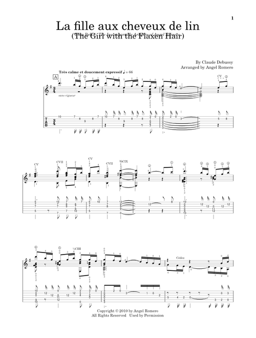 La Fille Aux Cheveux De Lin (The Girl With The Flaxen Hair) - Angel Romero, Claude Debussy (Solo Guitar)