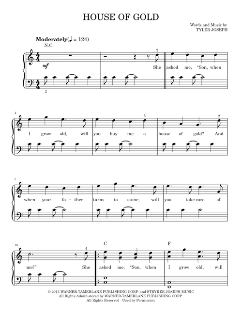 House Of Gold - Twenty One Pilots (Easy Piano)