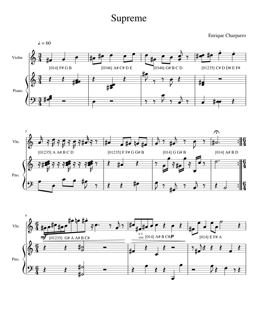 SUPREME Sheet Music For Piano Violin Solo Musescore