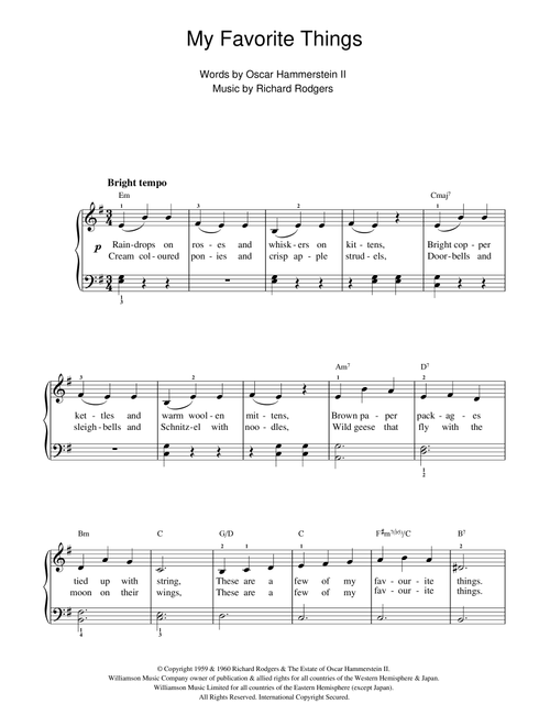 My Favorite Things (from The Sound Of Music) - Julie Andrews, Richard Rodgers (Beginner Piano (Abridged))