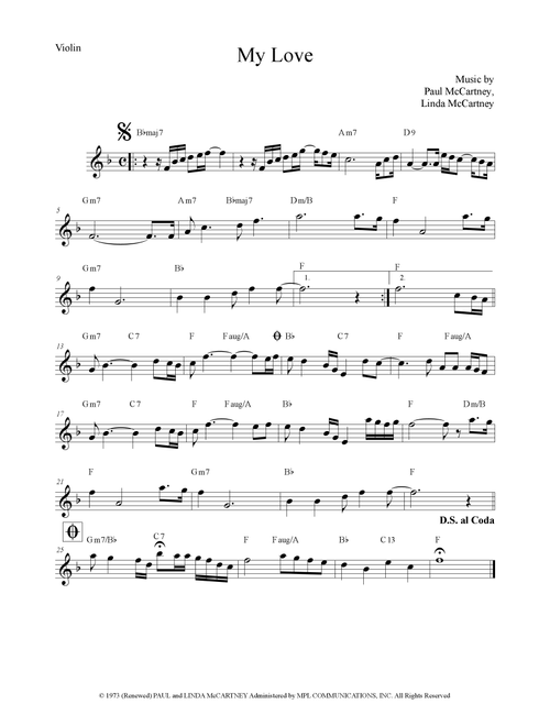 My Love (Arr. The Sheet Music Library) - Paul Mccartney & Wings (Violin Solo)