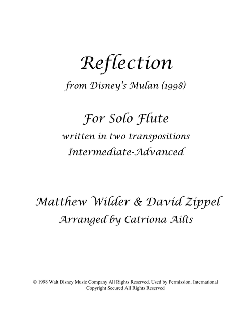 Reflection (Arr. Catriona Ailts) - Christina Aguilera (Flute Solo)