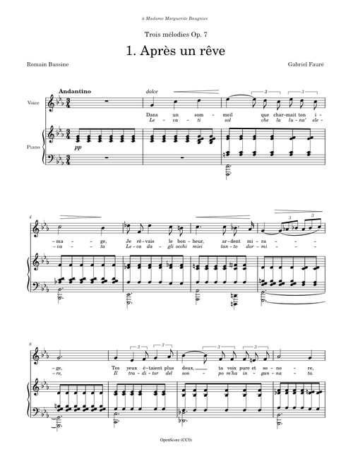 Fauré, Gabriel - 3 Songs, Op.7, No.1 – Après un rêve