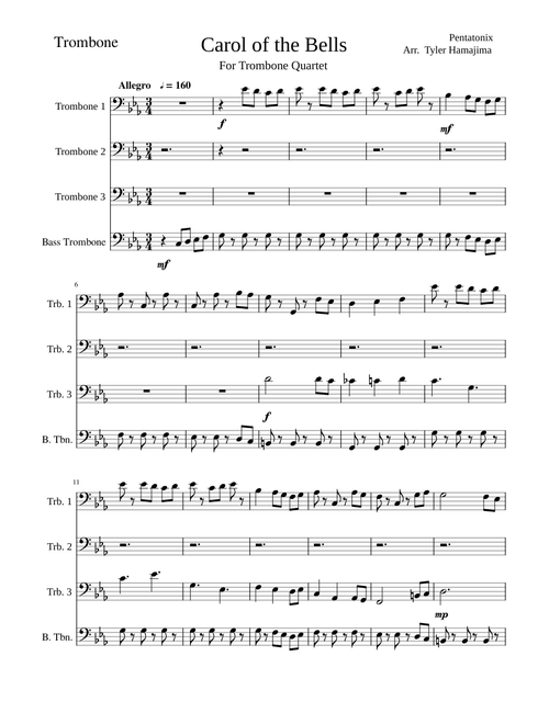 Carol of the Bells Pentatonix Trombone Quartet