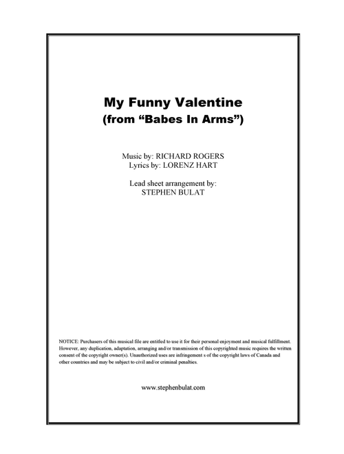 My Funny Valentine (Arr. Stephen Bulat) - Richard Rodgers (Large Ensemble)