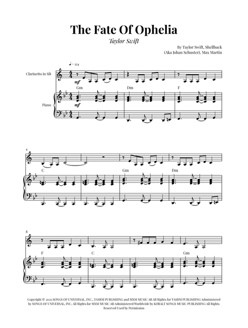 The Fate Of Ophelia (Arr. Glauco Fernandes) - Taylor Swift (Clarinet and Piano)