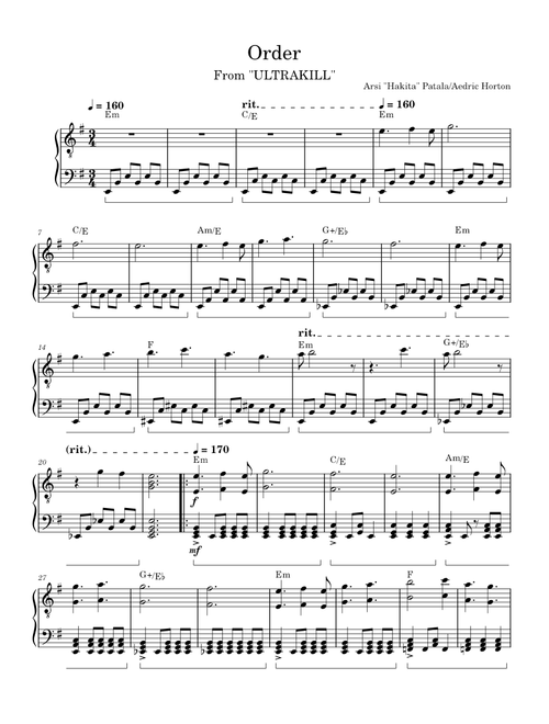 Piano - ORDER (ULTRAKILL P-1 Theme #2) – Heaven Pierce Her