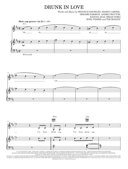 Drunk In Love - Beyonce Featuring Jay Z, Beyoncé (Piano-Vocal-Guitar)