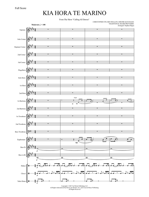 Kia Hora Te Marino (Arr. Stephen Hague) - Traditional Maori Proverbs, Christopher Tin, Ben Mullon (Brass Band)